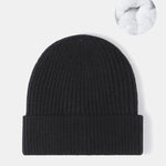 Warm Fleece Lined Knit Beanie Hat Cuffed Cap