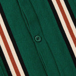Short Sleeve Striped Button Up Sweater Polo