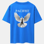 Pacifist Dove Back Print Drop Shoulder Oversize T-Shirt