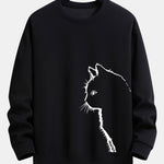 Cat Silhouette Print Relax Fit Sweatshirt