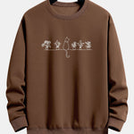 Cat Potted Plant Print Relax Fit Sweatshirt