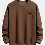 Cat Wearing Sunglasses Print Relax Fit Sweatshirt