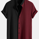 Two Tone Muscle Fit Ribbed Stand Collar Shirt & Straight Leg Ribbed Pants