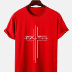 Faith Crucifix Line Print T-Shirts