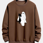 Ghost Black Cat Print Relax Fit Sweatshirt