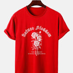 Gothic Style Rose Print T-Shirts