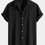 Geometric Jacquard Eyelet Cuban Shirt & Straight Leg Linen Pants