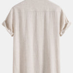 Linen Rayon Blend Cuban Shirt & Linen Cotton Blend Drawstring Shorts
