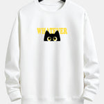 Whatever Black Cat Print Relax Fit Sweatshirt