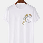 Cute Pocket Cat Print T-Shirt