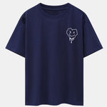 Dissolving Heart Smiley Face Print Drop Shoulder Oversize T-Shirt