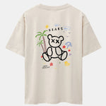 Bear On Vacation Print Drop Shoulder Oversize T-Shirt