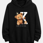 Crown King Bear Print Relax Fit Hoodie