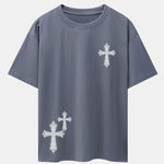 Ornamental Cross Print Drop Shoulder Oversize T-Shirt