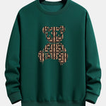 Geometric Dissolving Bear Print Relax Fit Sweatshirt