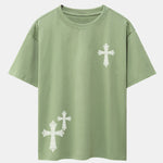 Ornamental Cross Print Drop Shoulder Oversize T-Shirt