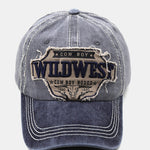 Wild West Embroidery Washed Distressed Baseball Cap
