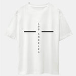 Stripe Los Angeles Print Drop Shoulder Oversize T-Shirt
