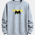 Whatever Black Cat Print Relax Fit Sweatshirt