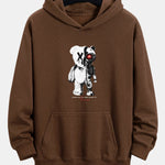 Robot Bear Print Relax Fit Hoodie