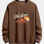 Mountain Landscape Illustration Print Relax Fit Sweatshirt