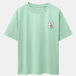 Ghost Drinking Coffee Print Drop Shoulder Oversize T-Shirt