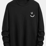 Long Sleeve Smiley Face Print Cotton T-Shirt