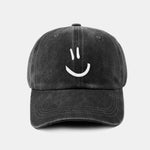 Smiley Face Pattern Classic Retro Washed Distressed Cotton Baseball Cap