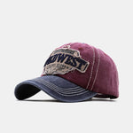 Wild West Embroidery Washed Distressed Baseball Cap