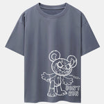 Slogan Cartoon Bear Print Drop Shoulder Oversize T-Shirt