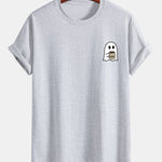 Regular Fit Ghost Drinking Coffee Print Cotton T-Shirt