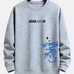 Never Give Up Smiley Face Print Relax Fit Sweatshirt