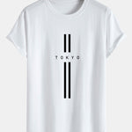 Stripe Tokyo Print Cotton Arc Hem T-Shirt