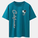 New York California Palm Tree Print Drop Shoulder Oversize T-Shirt