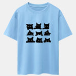 Black Cat Staring Print Drop Shoulder Oversize T-Shirt