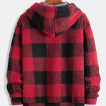 Plaid Pattern Teddy Hoodie & Straight Leg Plaid Pattern Teddy Pants