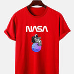 Astronaut Reading Book Print T-Shirt