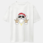 Hip Hop Santa Print Heavy Weight Drop Shoulder Oversize T-Shirt