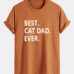 Regular Fit Best Cat Dad Ever Print Cotton T-Shirt
