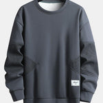 Textured Fabric Patchwork Crew Neck Sweatshirt