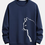 Cat Silhouette Print Relax Fit Sweatshirt
