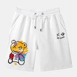 Graffiti Bear Print Man Mid Length Shorts
