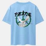 Dove With Peace Symbol Back Print Drop Shoulder Oversize T-Shirt