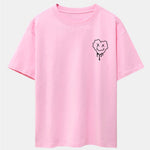 Dissolving Heart Smiley Face Print Drop Shoulder Oversize T-Shirt