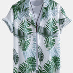 Leaf Print Button Up Shirt & Swim Short