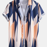 Geometry Print Button Up Shirt & Swim Shorts