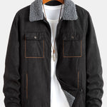 Zip Up Teddy Lined Faux Suede Jacket