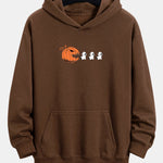 Pumpkin Chasing Ghosts Print Relax Fit Hoodie
