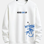 Never Give Up Smiley Face Print Relax Fit Sweatshirt