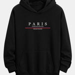 Stripe Paris Slogan Print Relax Fit Hoodie